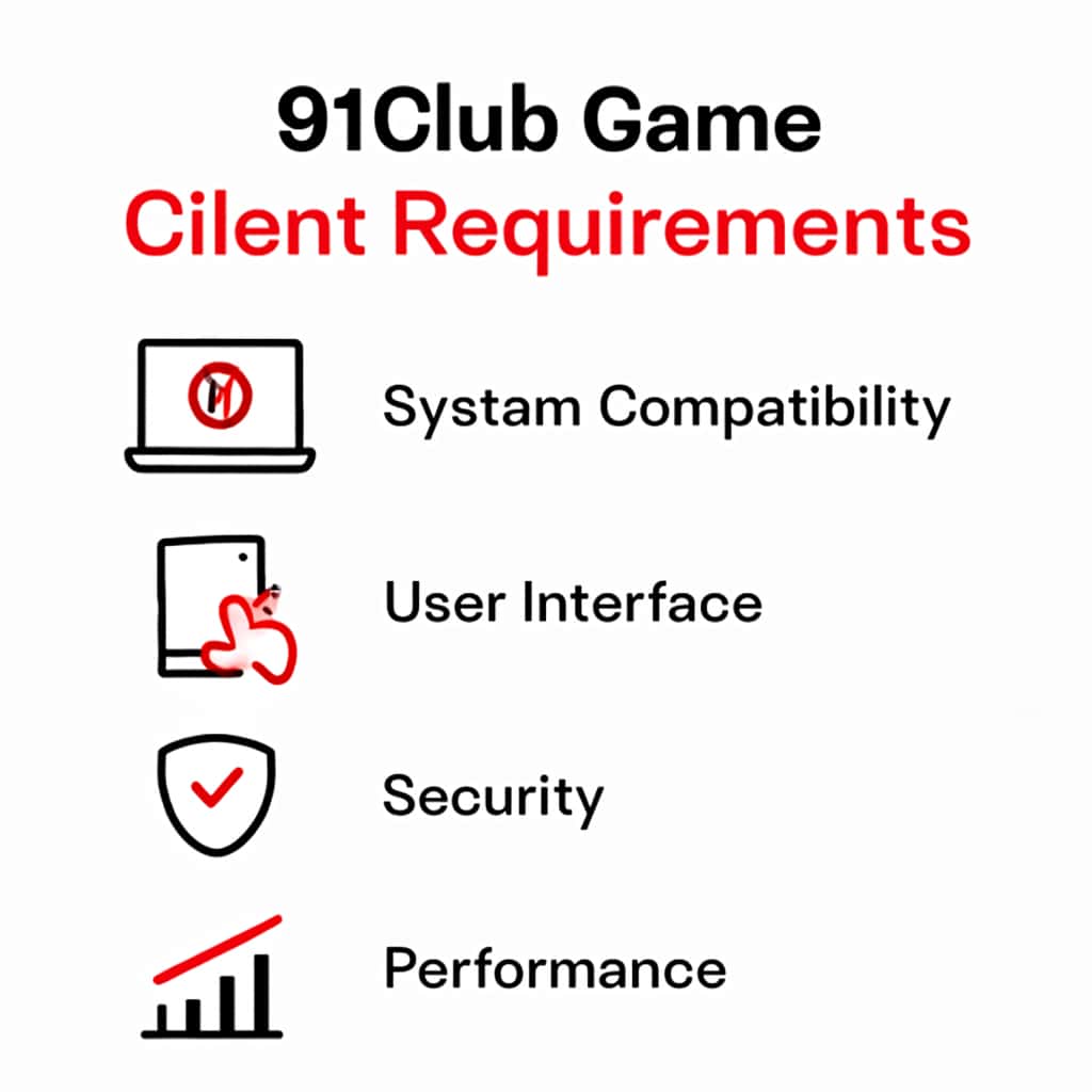Illustration detailing the requirements for the 91Club Game Client.