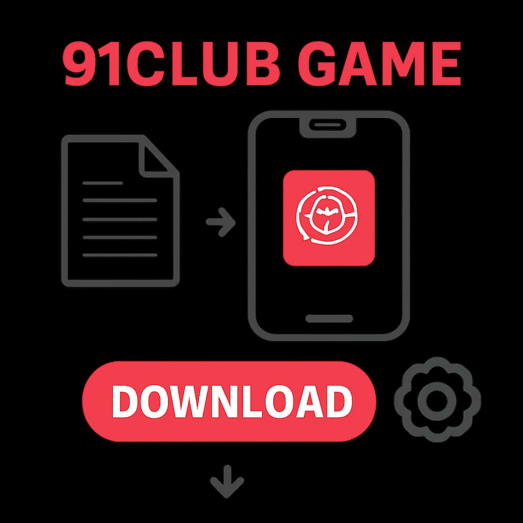 Illustration showing download steps for 91Club Game