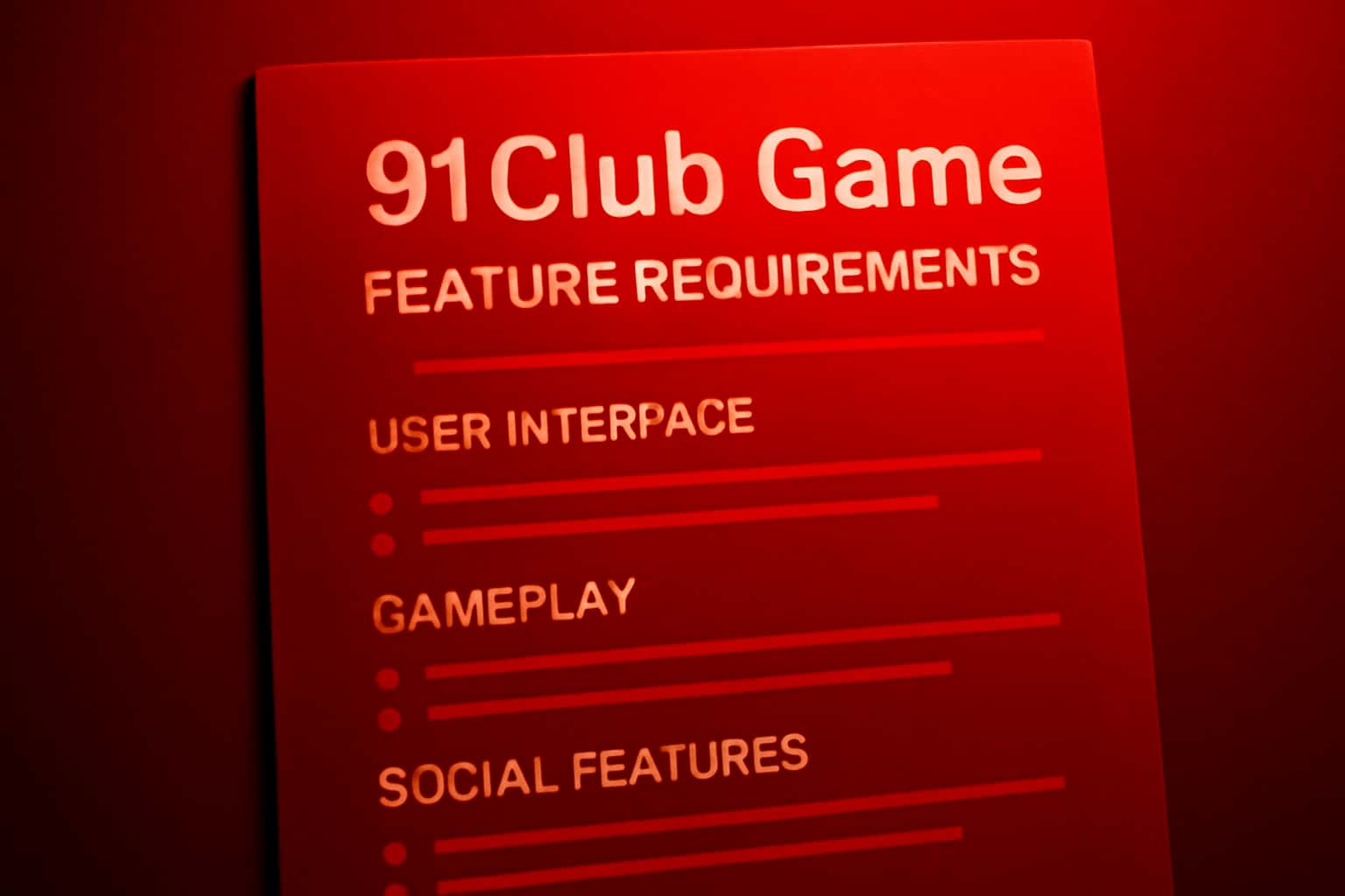 An informative graphic representation of 91Club Game Feature Requirements with a futuristic theme.