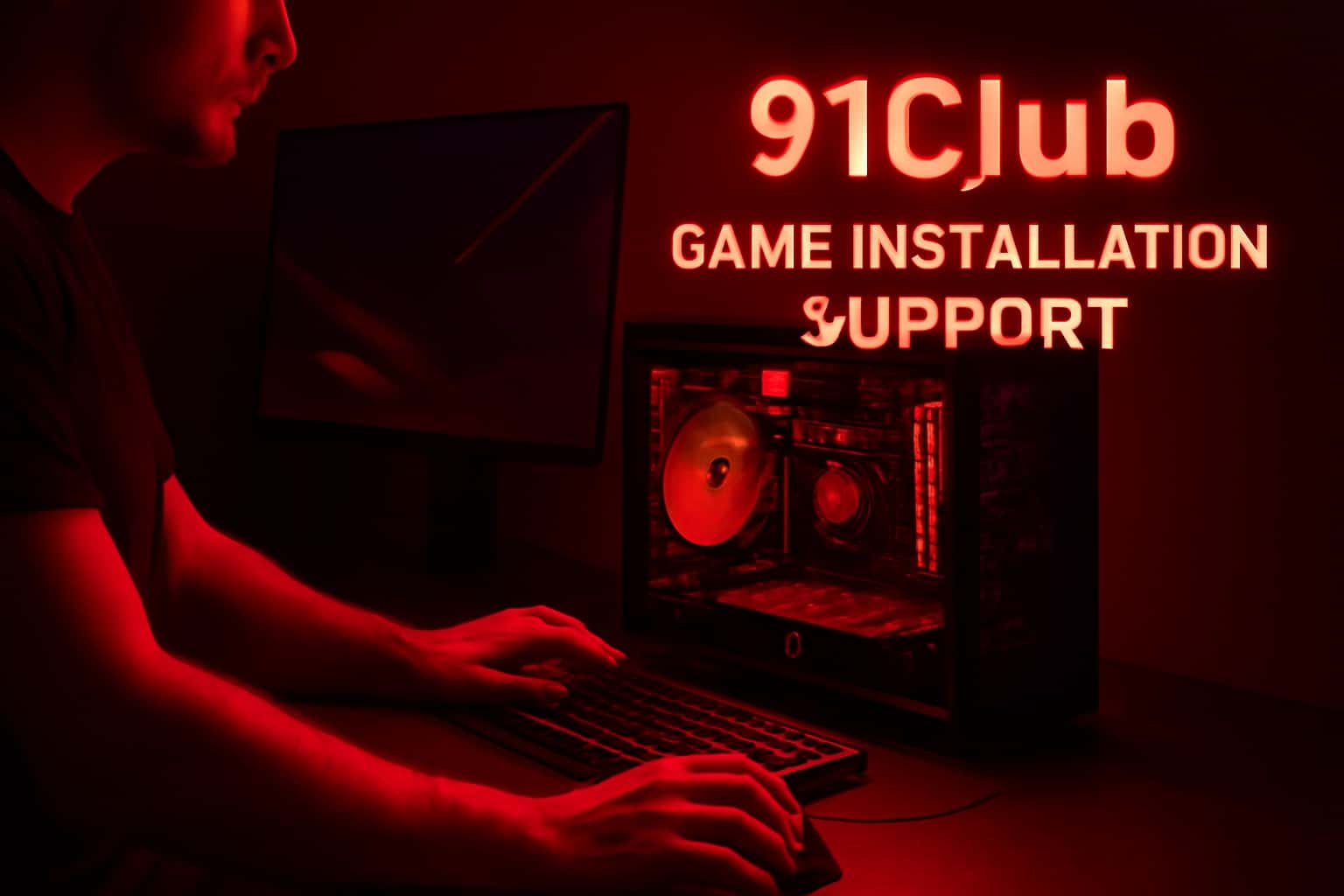 Image illustrating support for 91Club Game installation with prominent text.