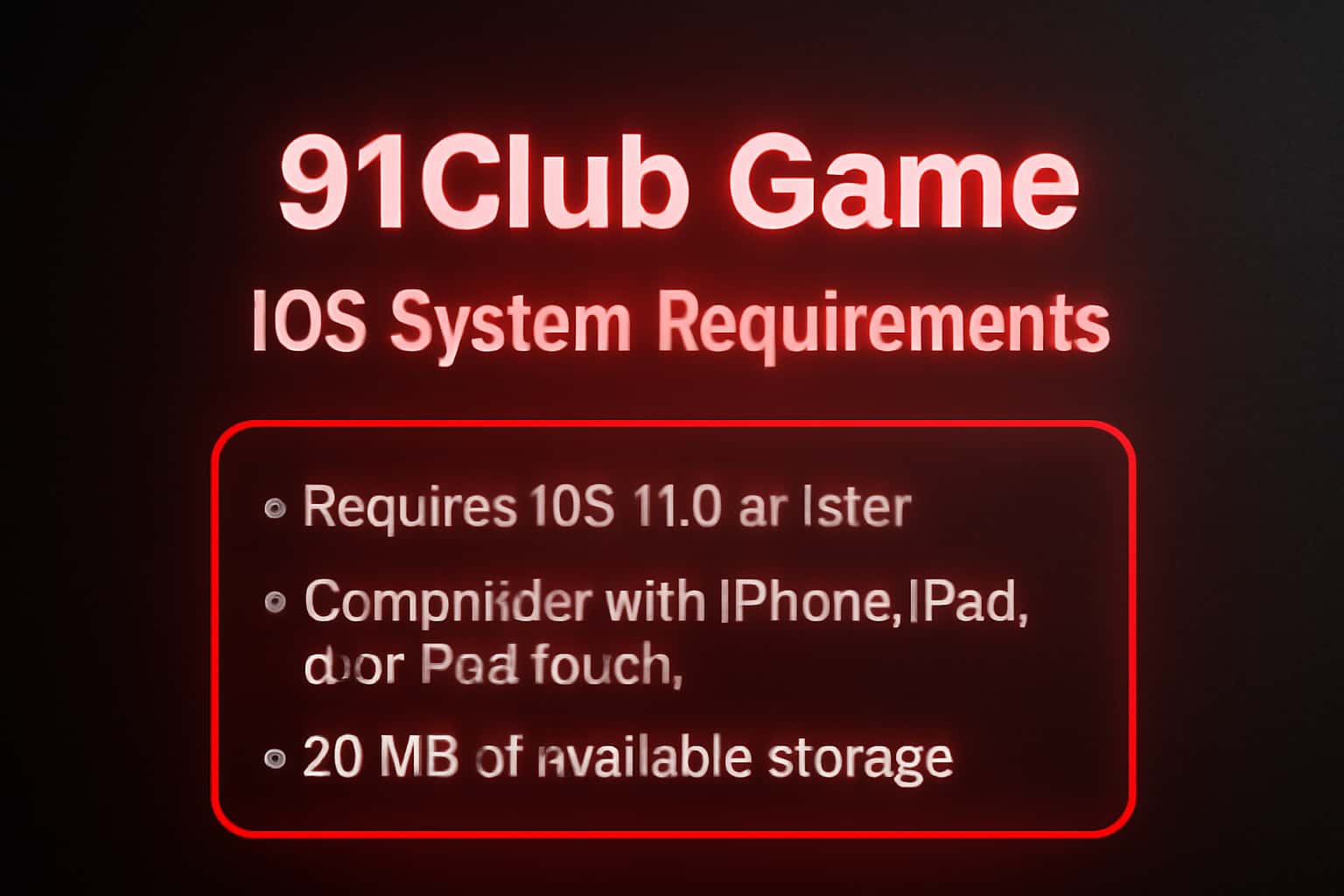 Visual representation of 91Club Game iOS System Requirements including necessary specifications.
