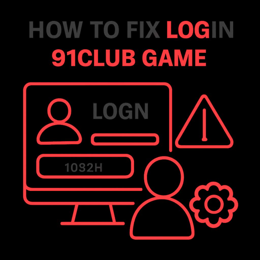 Illustration outlining login troubleshooting steps for 91Club Game.