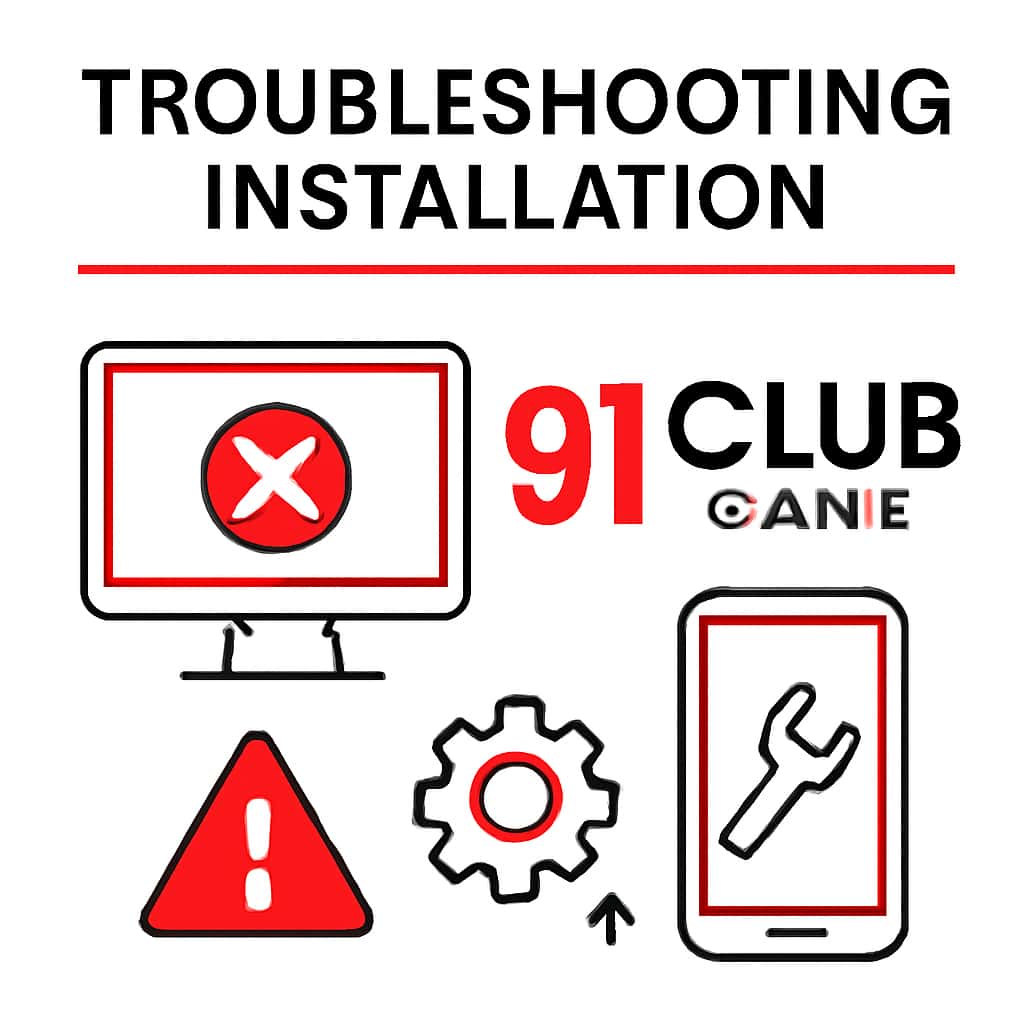 An educational diagram illustrating troubleshooting steps for the installation.